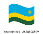 Flag of Rwanda. Rwanda wavy flag digital vector illustration. Fluttering flag.