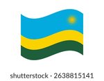 Flag of Rwanda. Rwanda wavy flag digital vector illustration. Fluttering flag.