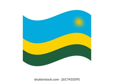 Flag of Rwanda. Rwanda wavy flag digital vector illustration. Fluttering flag.