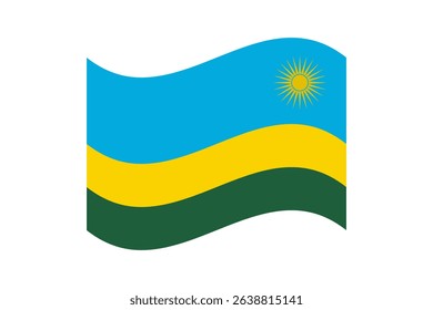 Flag of Rwanda. Rwanda wavy flag digital vector illustration. Fluttering flag.