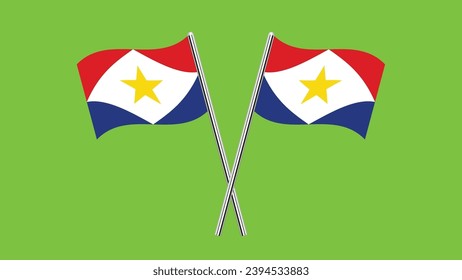 Flag of Saba, Saba cross flag design. Saba cross flag isolated on Green background. Vector Illustration of crossed Saba  flags.
