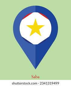 Flag of Saba, Flag of Saba Map pointer icon. Vector illustration flag pointer.