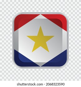 Flag of Saba on square button on transparent background element for websites. Vector illustration