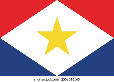 Flag of Saba. Red and blue flag with a star. National symbol of the special municipality of Saba, an island of the Kingdom of the Netherlands.