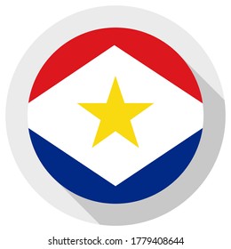 Flag of saba, round shape icon on white background, vector illustration