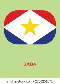 Flag of Saba, Saba flag vector illustration, Saba flag in rounded corner, Button style Saba flag.