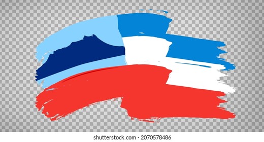 Flag Sabah  brush strokes. Waving Flag  State Sabah of  Malaysia on transparent background for your web site design, app, UI. Malaysia. EPS10.
