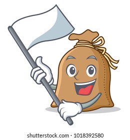 With flag sack mascot cartoon style