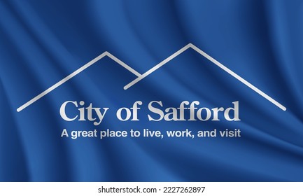 Flag of Safford, Arizona, USA. Realistic waving flag of Safford vector background.