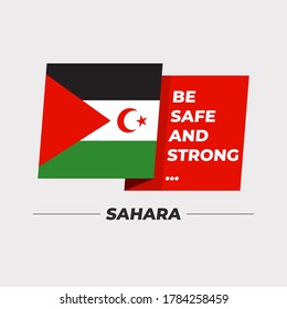 Flag of Sahara : National flag icon with encouraging message isolated on light grey background : Vector Illustration