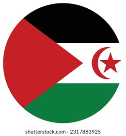 Flag of the Sahrawi Arab Democratic Republic. Flag icon. Standard color. Circle icon flag. Computer illustration. Digital illustration. Vector illustration.