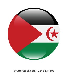 Bandera de la República Árabe Saharaui Democrática. Icono de marca. Color estándar. Indicador de icono de círculo. 3 quinquies ilustración. Ilustración del equipo. Ilustración digital. Ilustración vectorial.