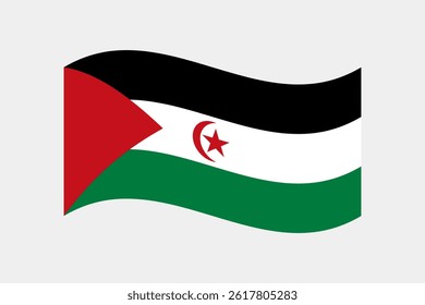 Flag of Sahrawi Arab Democratic Republic. Sahrawi Arab Democratic Republic wavy flag digital vector illustration. Fluttering flag.