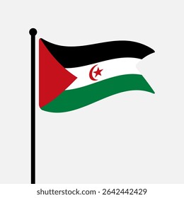 Bandeira da República Árabe Saaraui Democrática. República Árabe Saaraui Árabe Democrática bandeira vetor ilustração ícone design. Bandeira de mastro flutuante.