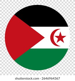 Flag of Sahrawi Arab Democratic Republic. Sahrawi Arab Democratic Republic circle flag logo icon computer vector illustration design. Checkerboard background.