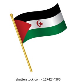 Flag of Sahrawi Arab Democratic Republic,Sahrawi Arab Democratic Republic flag Golden waving isolated vector illustration eps10.