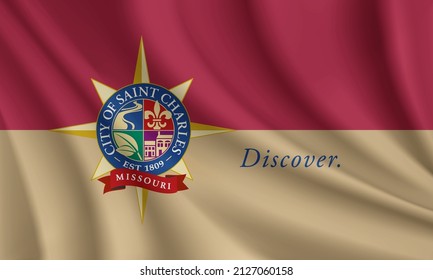 Flag of Saint Charles, Missouri, USA. Realistic waving flag of Saint Charles vector background.