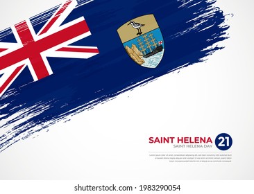 Flagge von St. Helena mit kreativem, gemaltetem Pinselstrich, strukturierter Hintergrund