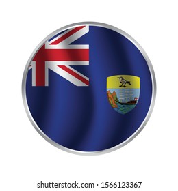 Flag of Saint Helena glossy button. Saint Helena round flag. Vector illustration.