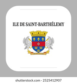 The flag of Saint Barthélemy. Flag icon. Standard color. flat vector square with rounded corners. Computer illustration. Digital illustration. Vector illustration