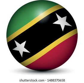 Flag of Saint Kitts in the form of a ball isolated on white background.