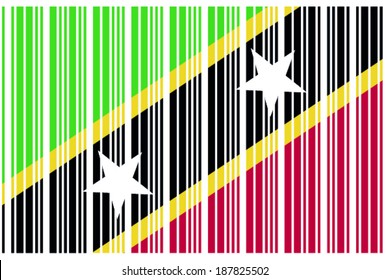 The Flag of Saint Kitts and Nevis in a Barcode Format