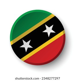 Flag of Saint Kitts and Nevis. Button flag icon. Standard color. Circle icon flag. 3d illustration. Computer illustration. Digital illustration. Vector illustration.