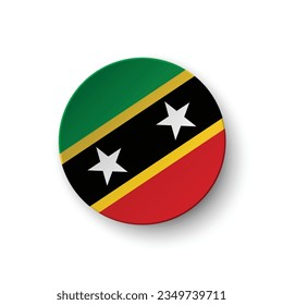 Flag of Saint Kitts and Nevis. Button flag icon. Standard color. Circle icon flag. 3d illustration. Computer illustration. Digital illustration. Vector illustration.