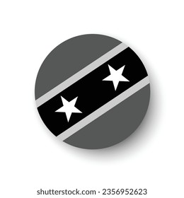 Flag of Saint Kitts and Nevis. Button flag icon. Grey icon. Circle icon flag. Computer illustration. Digital illustration. Vector illustration.