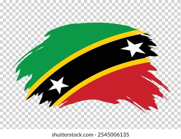 Flag of Saint Kitts and Nevis with distressed paint stroke brush effect on isolated background