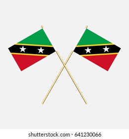 Flag of Saint Kitts and Nevis with flagpole. Vector illustration.