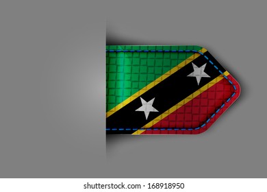 Flag of Saint Kitts and Nevis in the form of a glossy textured label or bookmark. Vector illustration.