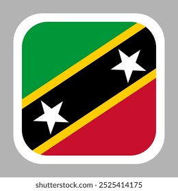 The flag of Saint Kitts and Nevis. Flag icon. Standard color. flat vector square with rounded corners. Computer illustration. Digital illustration. Vector illustration