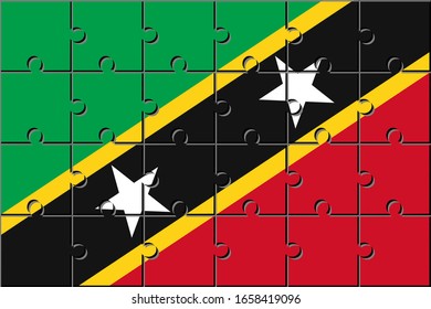 Flag of saint kitts and nevis made with jigsaw puzzle pieces