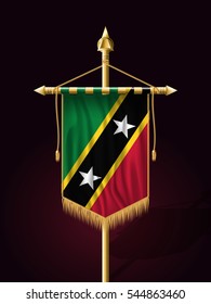 Flag of Saint Kitts and Nevis. Metal and Glass Round Icon. This is File from the Collection North America Flags