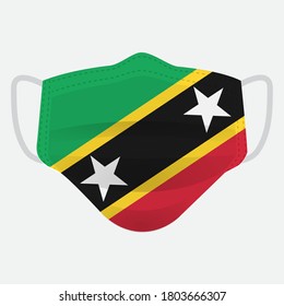 Flag of Saint Kitts and Nevis on medical face mask Front side vector isolated on white background. EPS.file. Medical face mask concept protect people in country from virus.