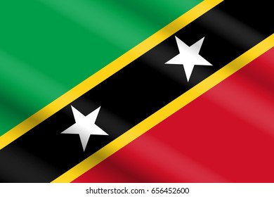 Flag of Saint Kitts and Nevis in Real Proportion with Switchable Wavelike Gradient