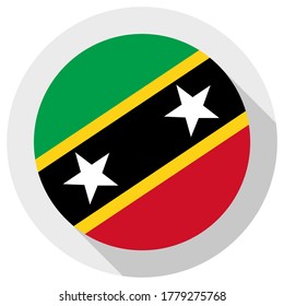 Flag of Saint Kitts and Nevis, round shape icon on white background, vector illustration