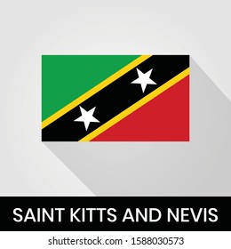 Flag of The Saint Kitts and Nevis With Shadow