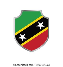 Flag of Saint Kitts and Nevis with silver frame