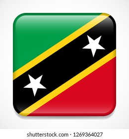Flag of Saint Kitts and Nevis. Square glossy badge