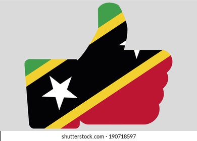 The flag of Saint Kitts and Nevis in a Thumbs Up Icon