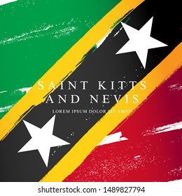 Flag of Saint Kitts and Nevis. Vector illustration on a white background. Brush strokes are drawn by hand. Independence Day.