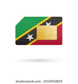 Flag of Saint Kitts and Nevis. Vector illustration of SIM Card with flag on white background