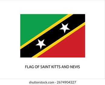 FLAGGE VON SAINT KITTS UND NEVIS VEKTOR, ILLUSTRATION, TYPOGRAPHIE AUF WEISSEM HINTERGRUND
