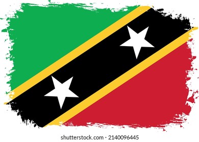 flag of Saint Kitts on brush painted grunge banner - vector illustration