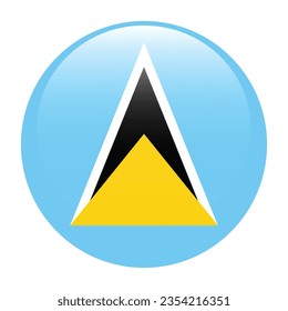 Flag of Saint Lucia. Button flag icon. Standard color. Circle icon flag. 3d illustration. Computer illustration. Digital illustration. Vector illustration.