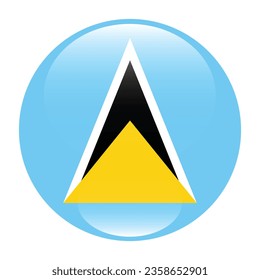 Flag of Saint Lucia. Button flag icon. Standard color. Circle icon flag. 3d illustration. Computer illustration. Digital illustration. Vector illustration.
