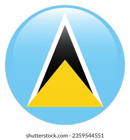 Flag of Saint Lucia. Button flag icon. Standard color. Circle icon flag. 3d illustration. Computer illustration. Digital illustration. Vector illustration.