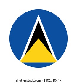 Flag of Saint Lucia. Circular icon on white background, vector illustration.